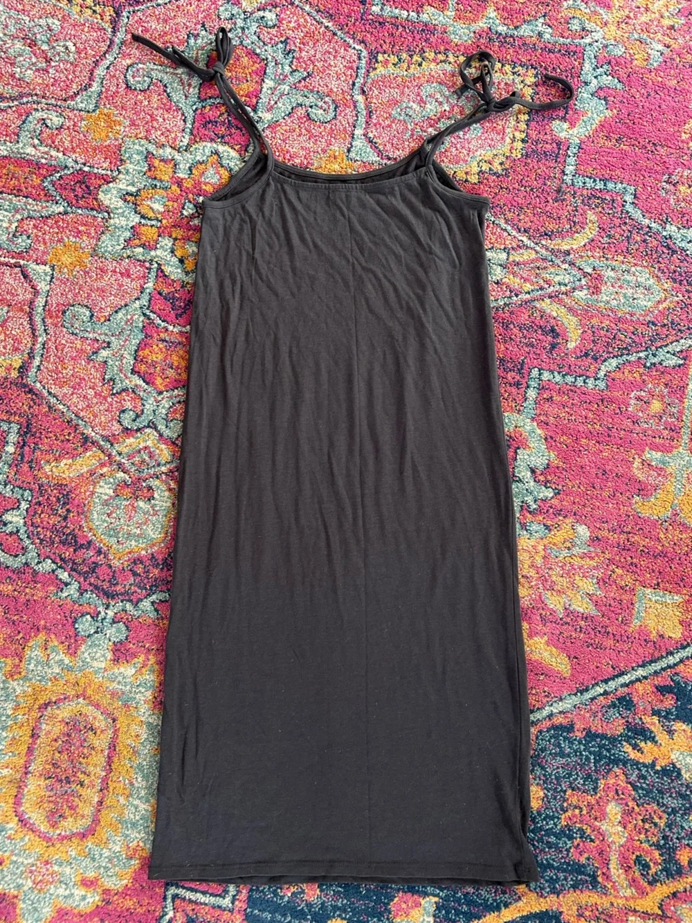 Marine Layer | Women’s Charcoal Grey Farrah Tie Strap Midi Tank Slip Dress Sz S